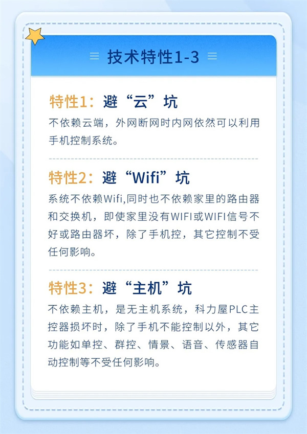 科力屋無主機PLC智能系統主要技術特性 科力屋無主機PLC智能系統主要技術特性