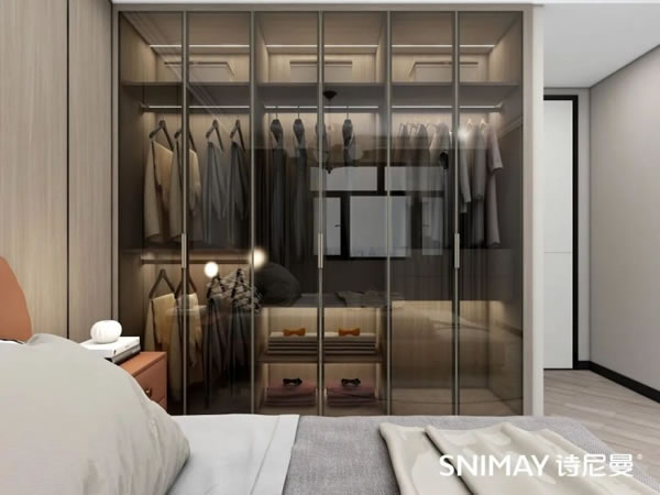 淺指智能鎖定制衣柜案例,輕奢玻璃配衣柜真的絕了_12