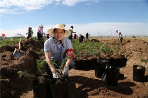 百德帶領大家伙植樹